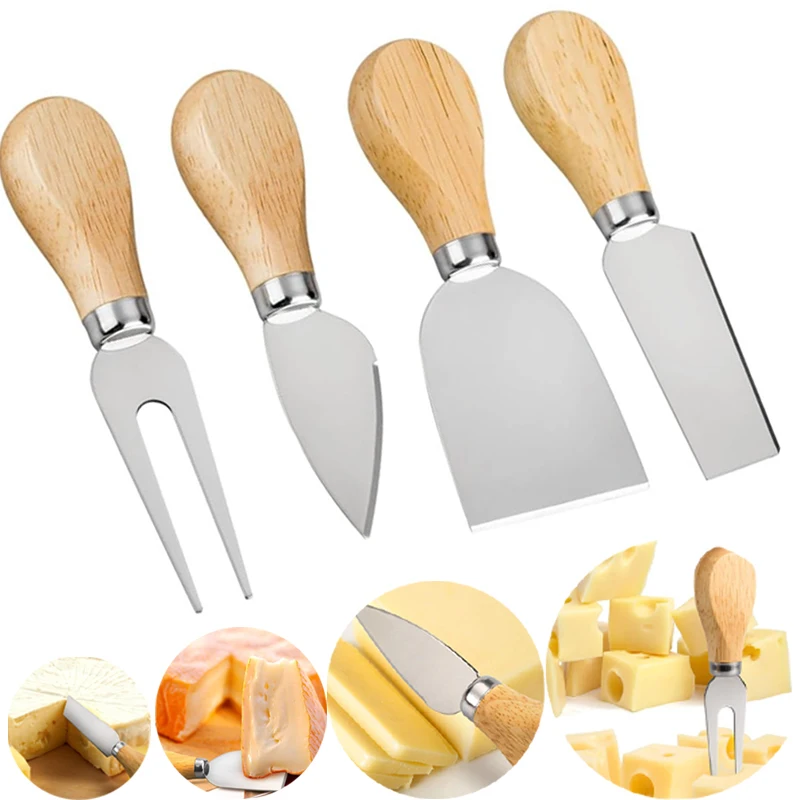 

Wood Handle Knife Sets Bamboo Cheese Cutter Slicer Kitchen Cheedse Stainless Steel Knife Kitchen Cooking Accessories