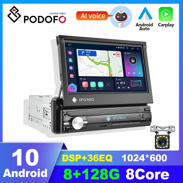 Android 8.1 Radio de coche retráctil GPS WiFi Autoradio 1 Din 7 '' pantalla  táctil coche multimedia reproductor MP5 Bluetooth Radio estéreo FM AUX USB