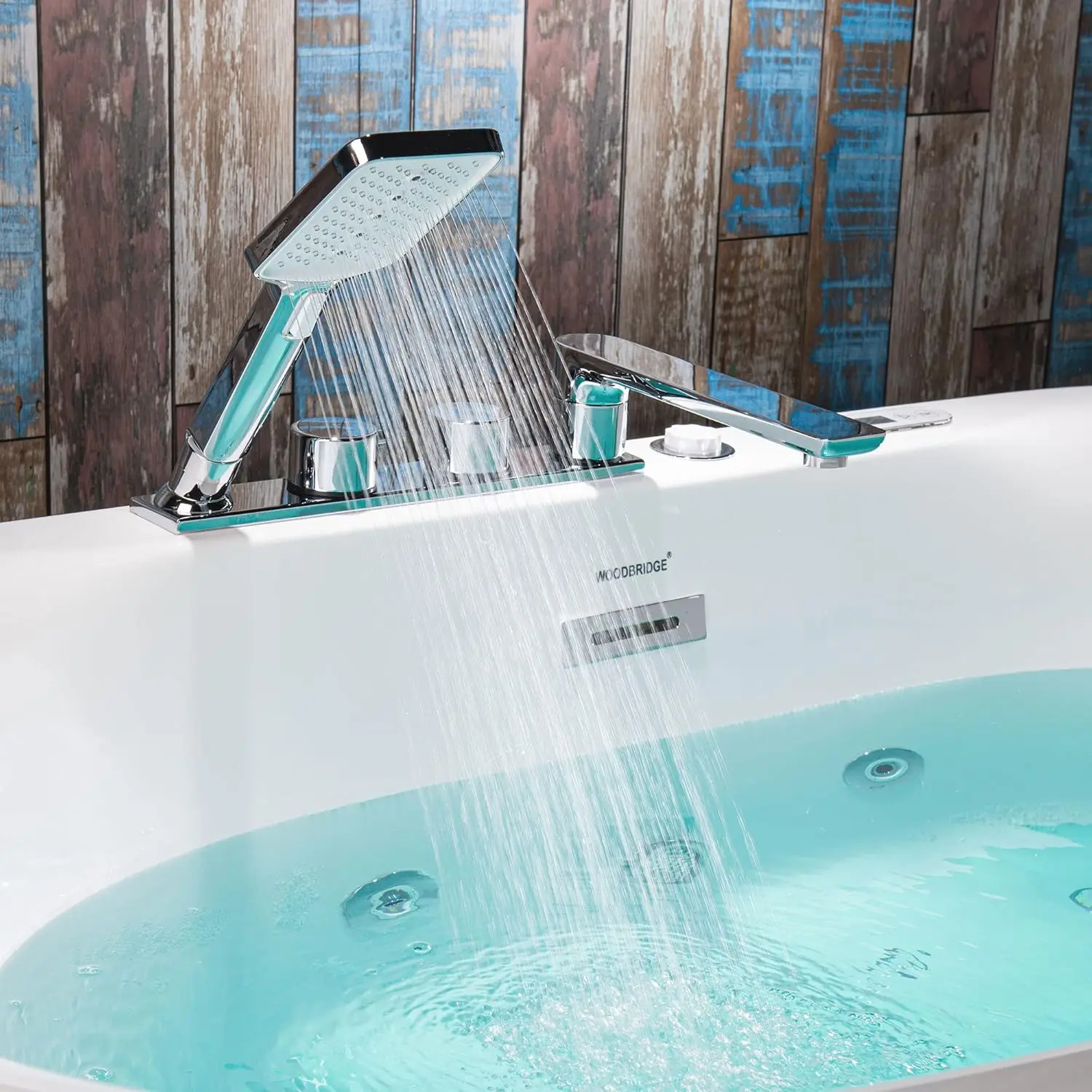 Whirlpool Water Jetted and Air Bubble Freestanding Heated Soaking Combination Bathtub with Faucet Air Massage 5