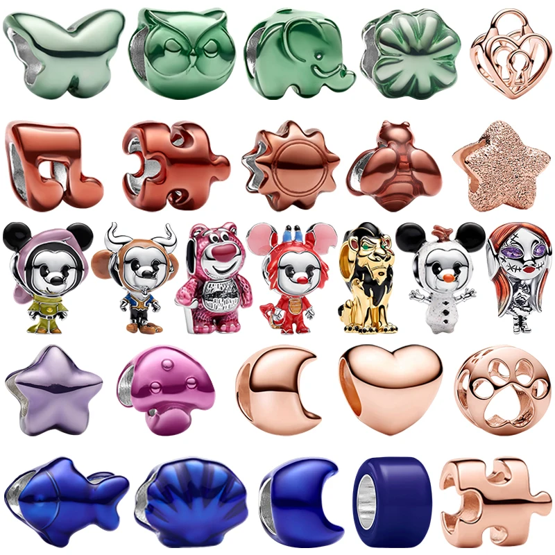 Elegant 925 Silver Charm Beads with Butterfly, Bee, and Mushroom Designs