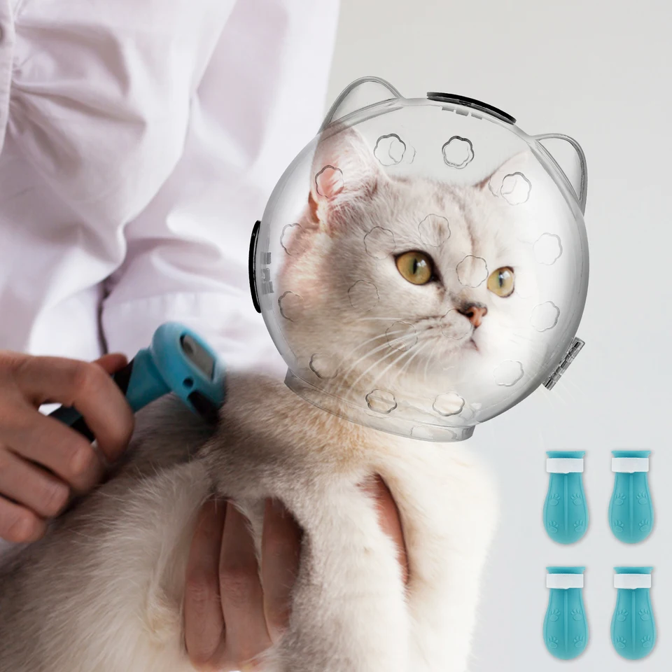 Kat anti-bijt muilkorven ademende helm muilkorf voor kitten verzorging & nagel trimmen transparant niet bedekken oog kat muilkorven astronaut helm voor huisdier gemakkelijk op voor bijten voor