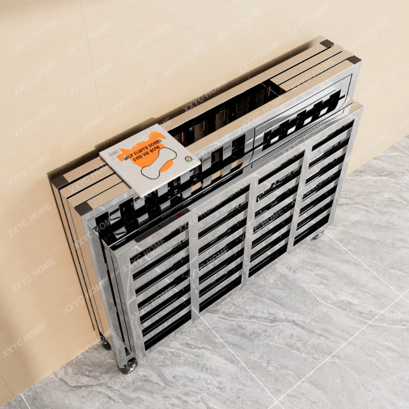 StainlessSteelFoldingDogCageMediumSizedDogDogCrateBorder