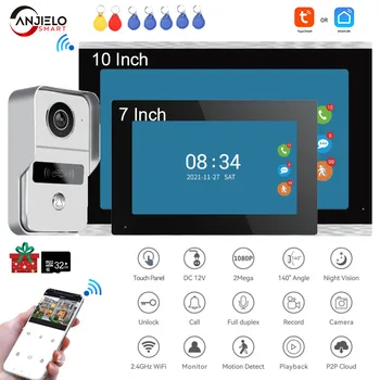 TUYA 와이파이 비디오 인터콤 터치 스크린 무선 비디오 초인종 스마트 앱 홈 키트, RFID 액세스 제어 시스템용, 1080P 7/10 인치