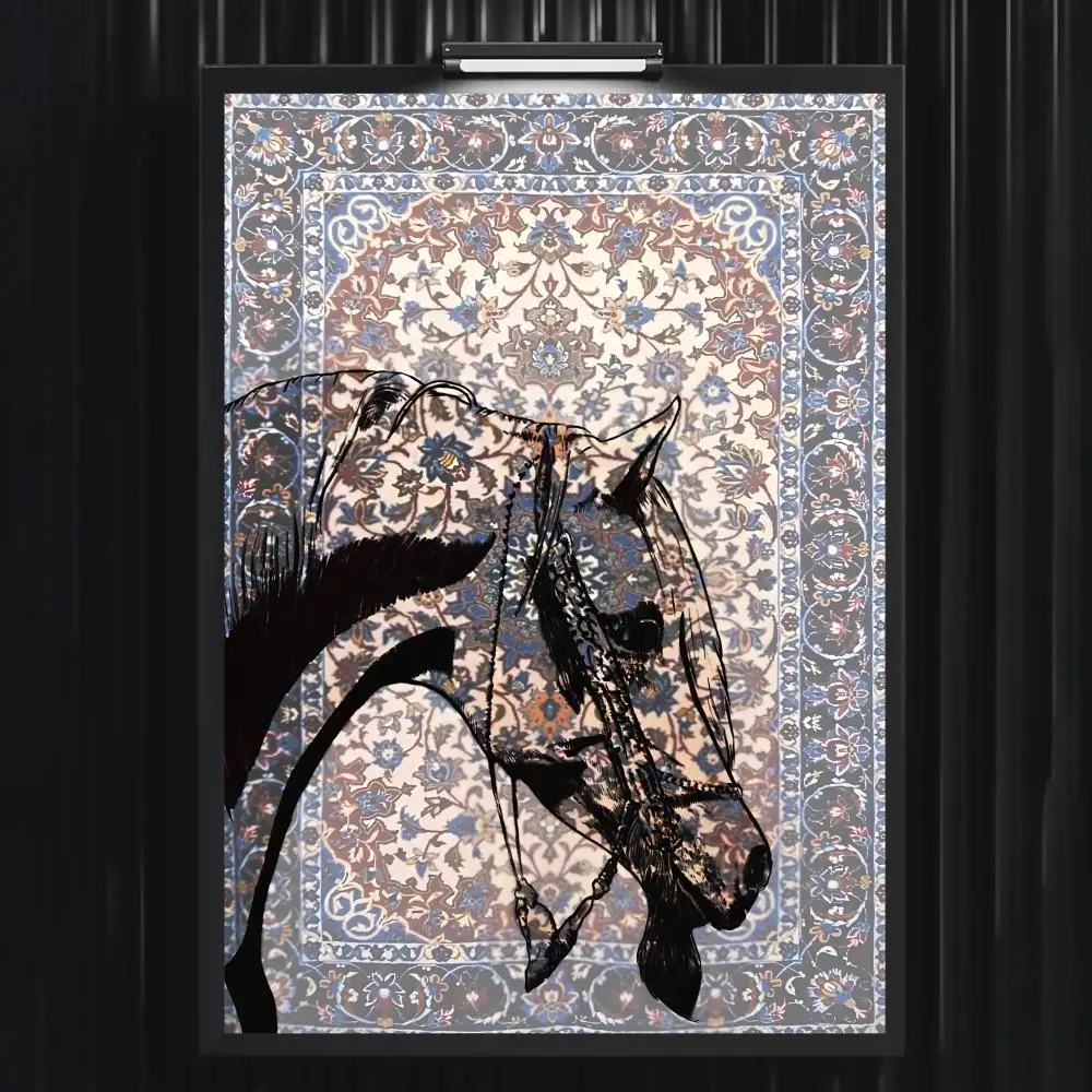 Orientalisches Bohemian-Pferdeposter für Wohnzimmer, Schlafzimmer, Bar, Flur, selbstklebende Wandkunst, wasserfester ästhetischer Druck – Detail 13
