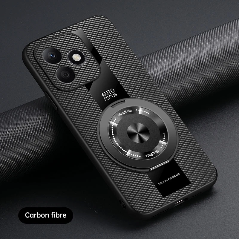 Luxury Leather Shockproof Magnetic Phone Case with Ring Holder