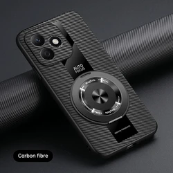 Luxury Leather Shockproof Magnetic Phone Case with Ring Holder - Honor X8d (Matte black)