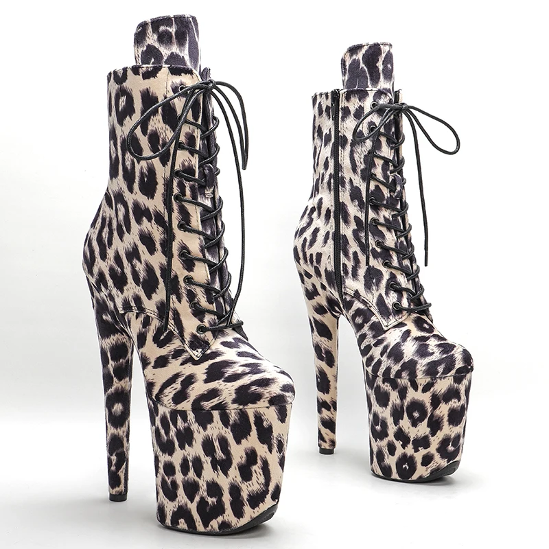 Leecabe 20CM/8inches Leopard Pole dance shoes High Heels Pole Dance boot