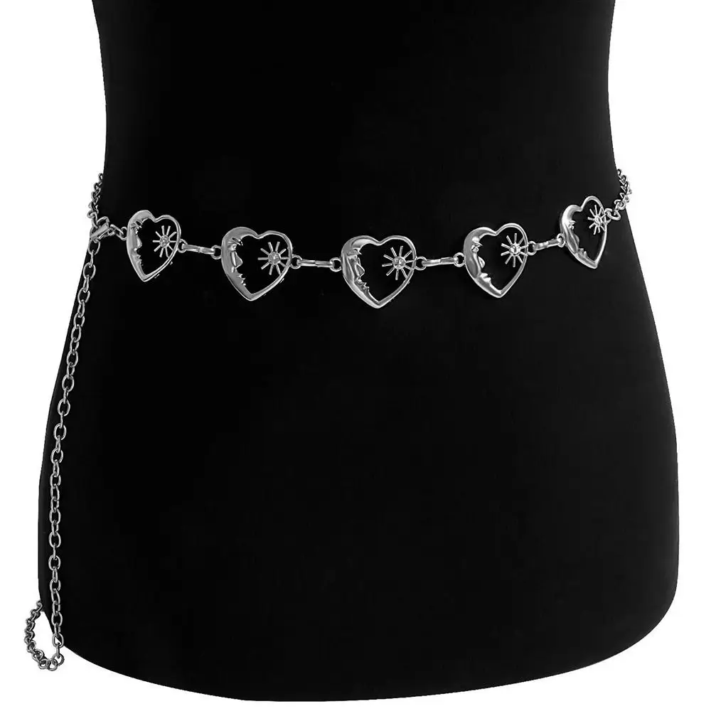 

Sweater Accessories For Women Simple Punk Hip Hop Metal Belly Belt Love Heart Waist Chain Body Necklace Fashion Jewelry