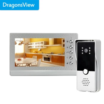 Dragonsvview 비디오 인터콤 시스템, 홈 비디오 문짝 전화 초인종 카메라, 문짝 액세스 제어, 잠금 해제 토크 방수, 7 인치