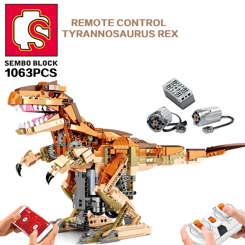 

SEMBO BLOCK 1063PCS Child Toy Dinosaur RC Building Blocks Remote Control App Controlled Bricks Young Children Gifts
