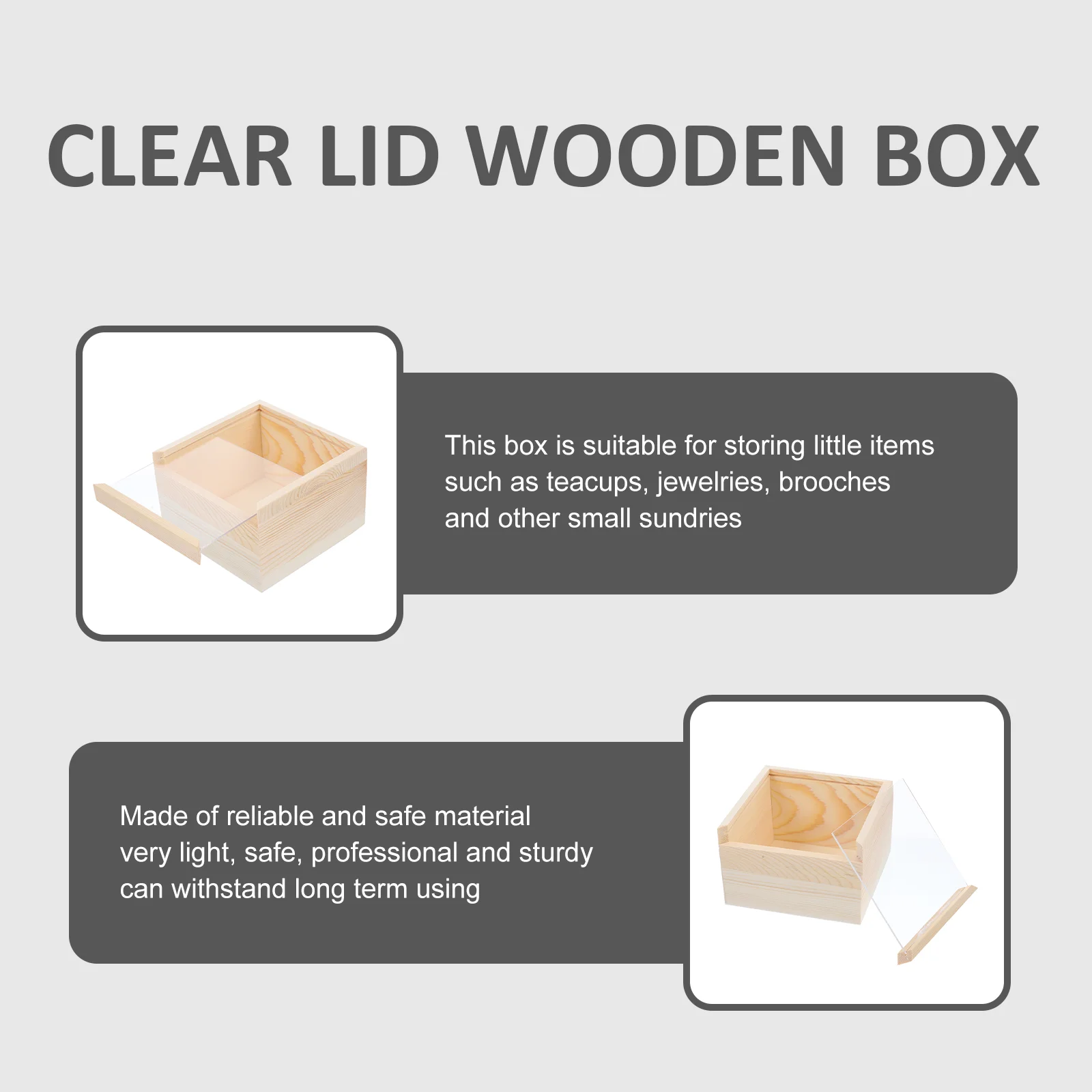 

Wooden Storage Clear Lid Case Container Decorative Wooden Box Wooden Display Box Unfinished Wood Box Wooden Box Wood Storage Box