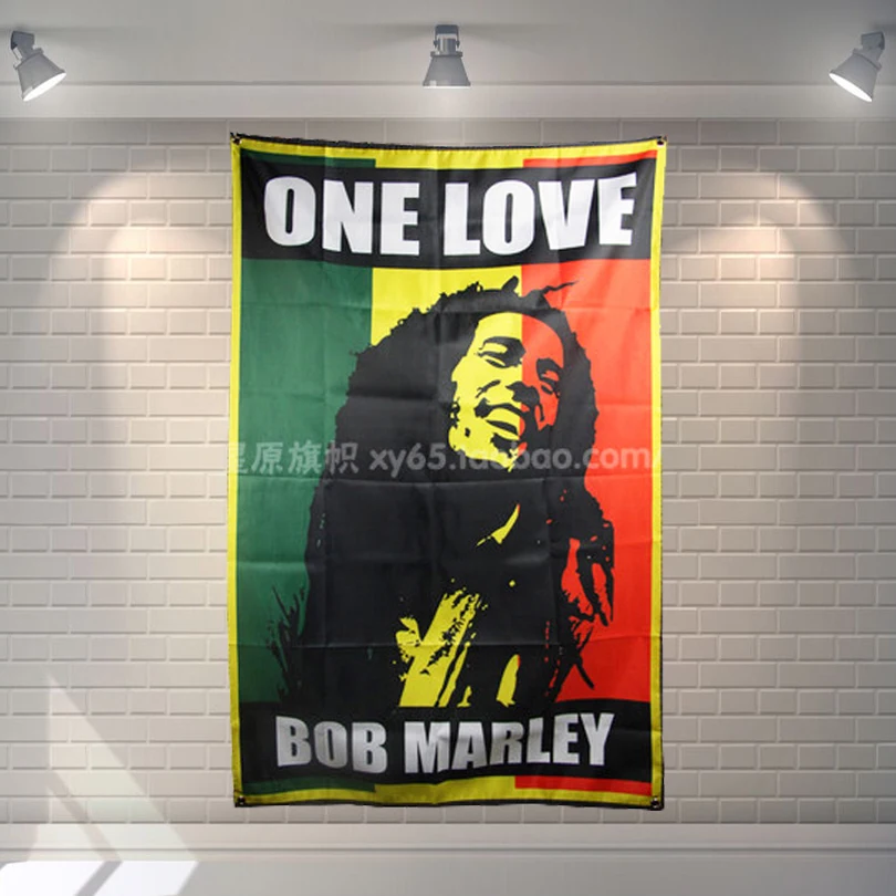 

«ONE LOVE BOB MARLEY» подвесная рок-группа, искусство, водонепроницаемая ткань, полиэстер, ткань 56x36 дюймов, флаги, баннер, бар, кафе, гостиница, Декор