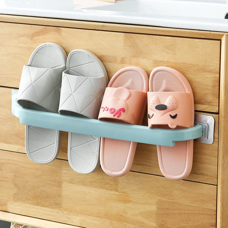 1Pc Adhesive Towel Rack Bathroom Towel Bar Shelf Wall Mounted Towels Hanger Toilet Suction Cup Holder Kitchen Bathroom Organizer
