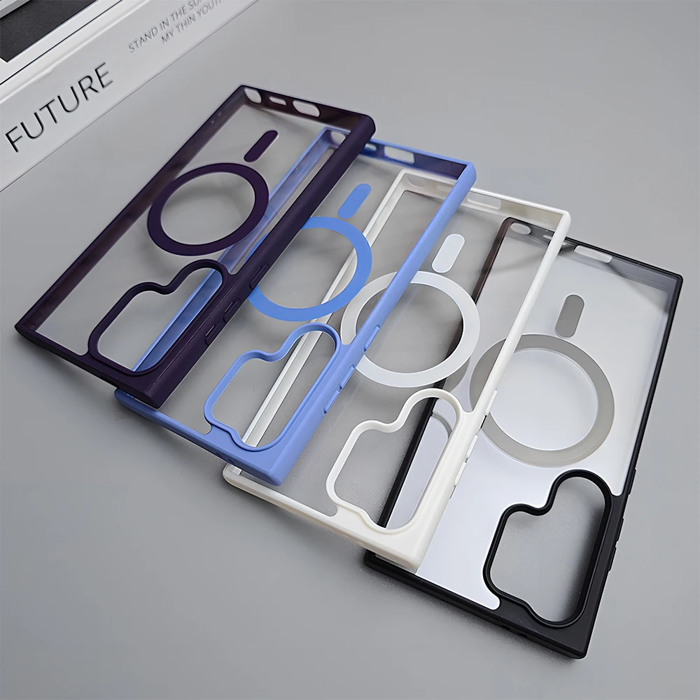 Transparent Magnetic Phone Case with Wireless Charging Capability - Acrylic Cover
