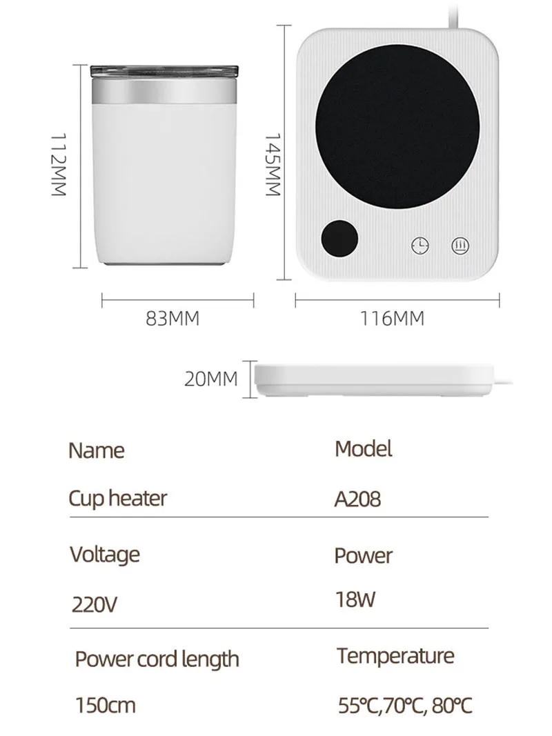 Coffee Mug Warmer Tea Milk Heater 3 Gear Temperatures Heating Coaster Pad for Home Kitchen Schedule Power-on and Timed Power-off