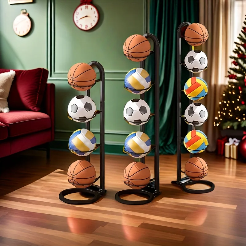 1 Stück schwarzer Sportball-Organizer aus Metall – für Bälle, multifunktionales Aufbewahrungsregal, perfekte Regale für Weihnachtsgeschenke – Detail 1