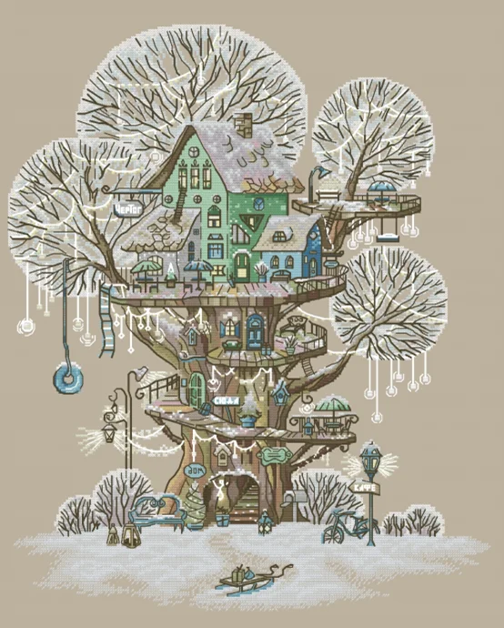 DIY Kreuz stich kits, schönes Baumhaus, Baumwoll faden stickerei, Fee Lady, Aida Stoff, 18CT, 14CT, 22CT, 46-54