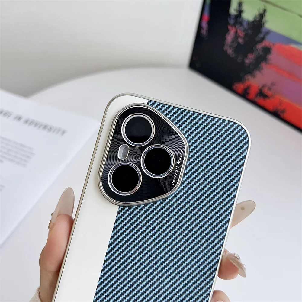 Luxury PU Carbon Fiber Protective Back Cover Case