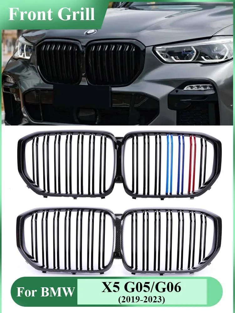 

For BMW X5 Series G05 G06 2019-2023 Lower Front Kidney Bumper M Style Gloss Black Inside Grille Carbon Fiber Grills Accessories