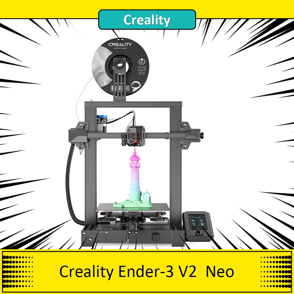 Creality Ender-3 V2 Neo 3D Printer, Cr Touch Autolivellante, Estrusore Bowden Full-Metal, Impressione Stabile 3D Grand Format