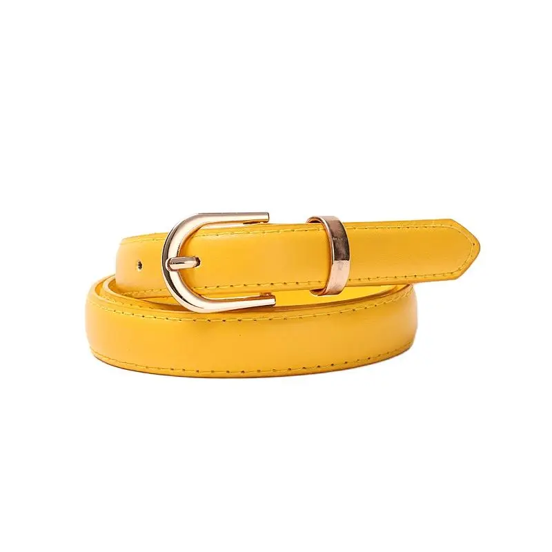 Goowail 2022 Female Black White Yellow Leather Belts Thin Waist Straps For Casual Dresses Jeans 130cm Long Plus Size Women