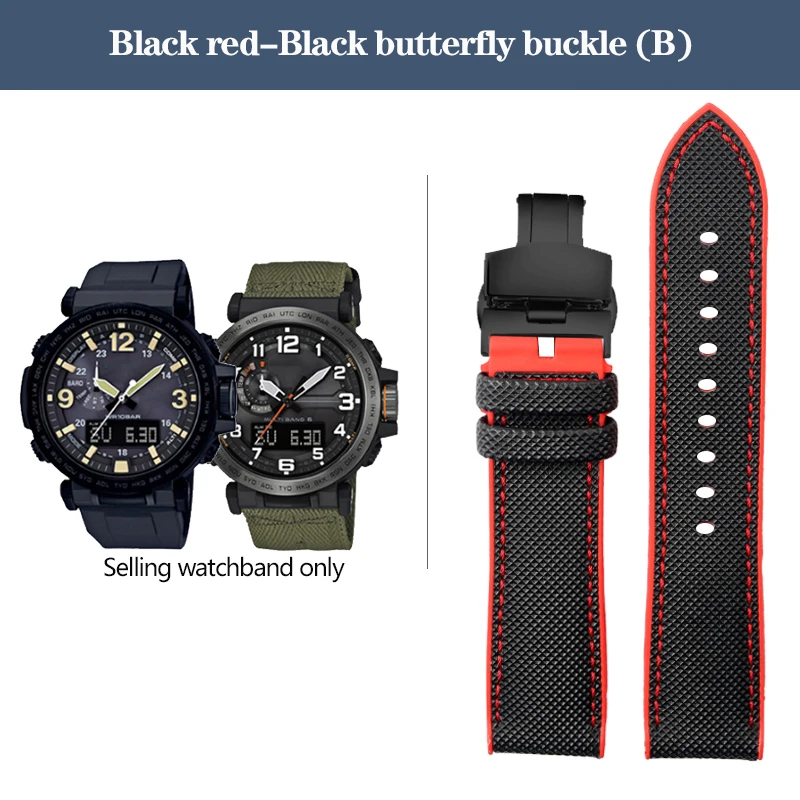 Durable Nylon Rubber Bottom Sports Watchband - 24mm Canvas Silicone Strap