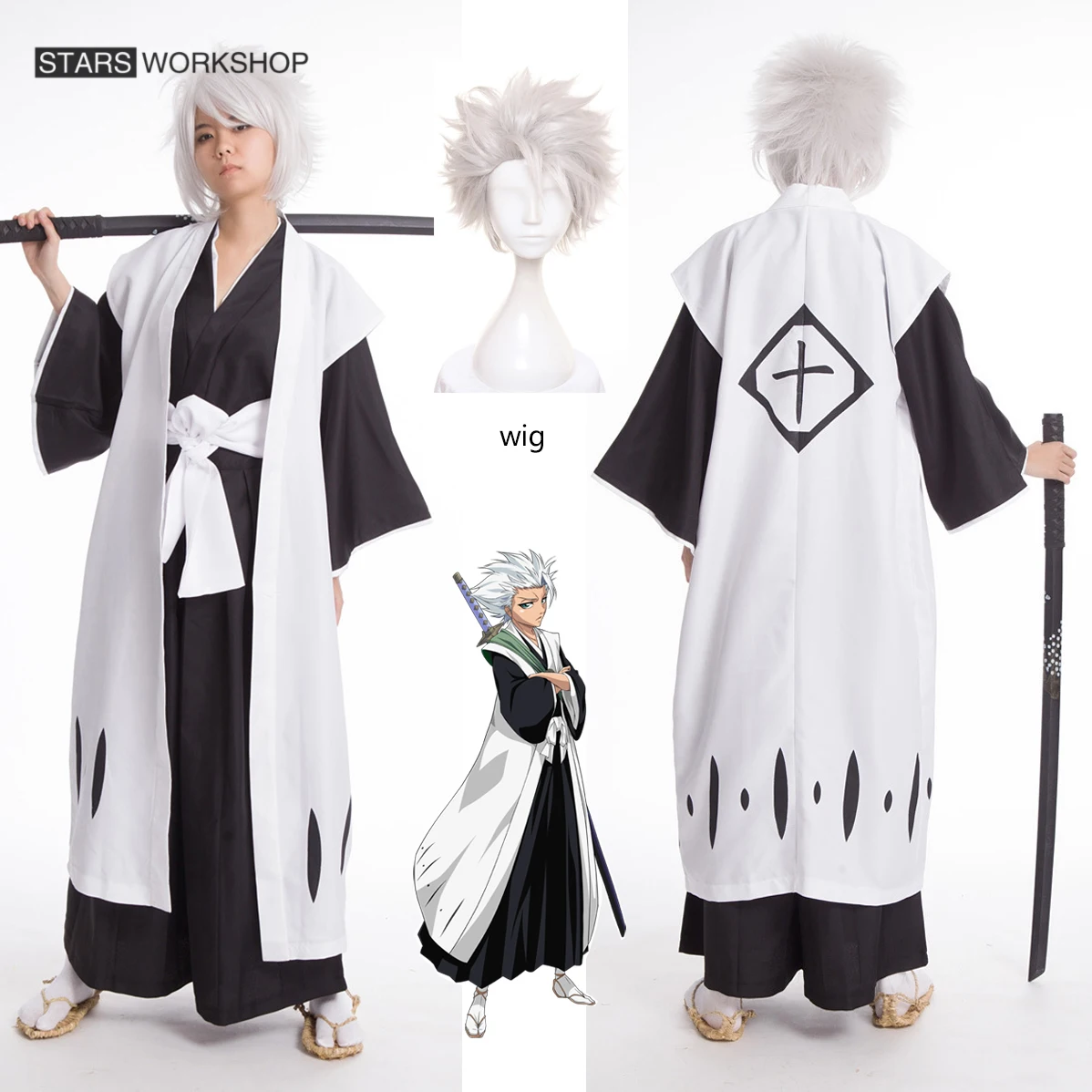 

Anime Bleach Hitsugaya Toushirou Cosplay Costumes Men Women Haori Kendo Pants Kimono Uniform Halloween Carnival Party Suit