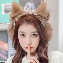 

New 1Pc Color Ladies Earmuffs Cat Ear Lace Earflaps Winter Sale Hot Riding Skiing Comfortable Warm Ear Cover And Cute Headp H2I6