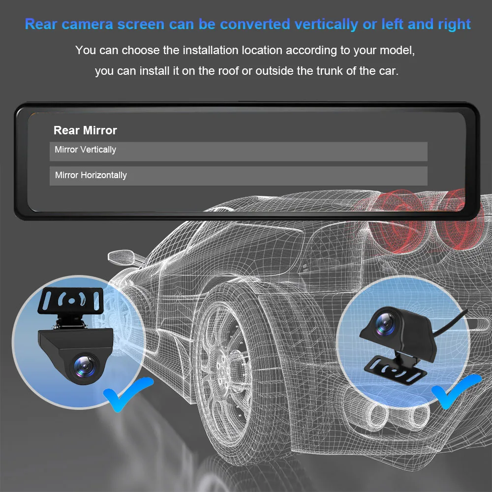 12" Car DVR 4K 3840*2160P Dash Cam Sony IMX415 Rear View Mirror GPS Camera Video Recorder Parking Monitor