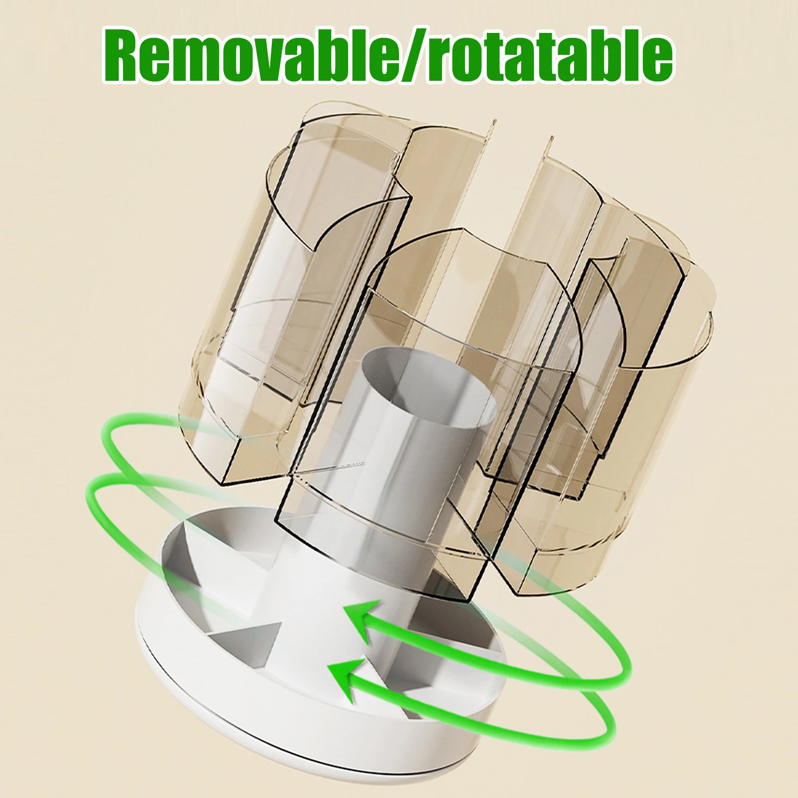 Rotating Pencil Organizer Large Capacity Round Desktop Storage Holder with 6 Compartments 360° Turntable Lipstick Organizer 4