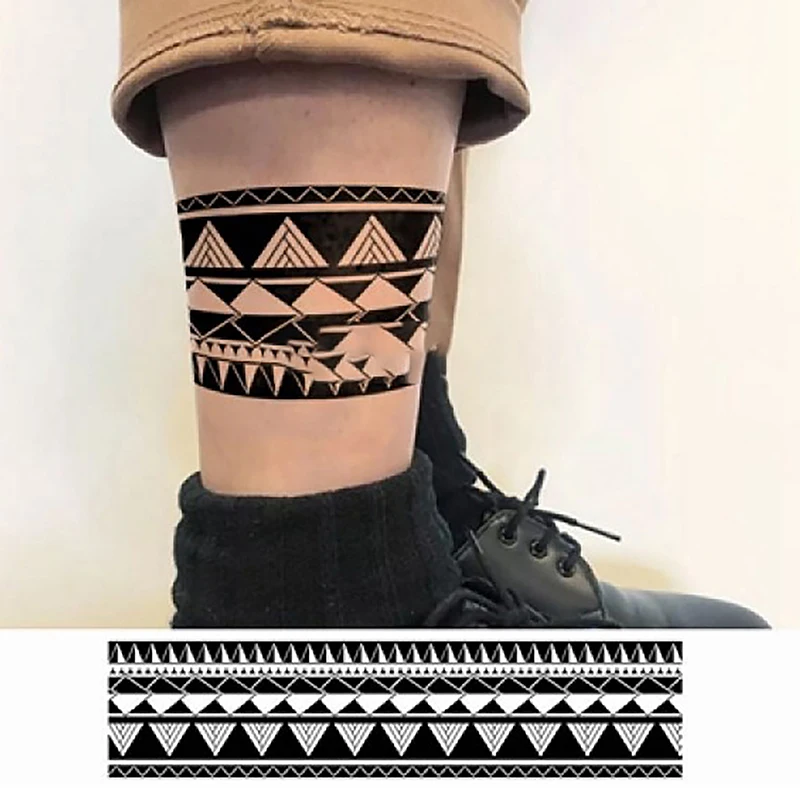 

Geometric Totem Ring Herbal Juice Tattoo Stickers Waterproof Semi-permanent Arm Lasting Art Male Fake Tattoo Decal Faux Tatouage