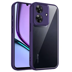 Enhanced Air Cushion Silicone Bumper Clear Matte Back Cover Case for Realme Note 60x (TMMS Purple)