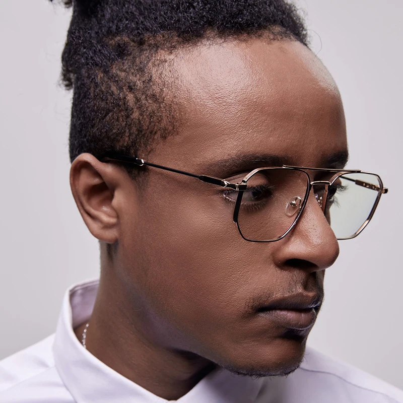 Retro Square Double Bridge Reading Glasses Men Business Casual