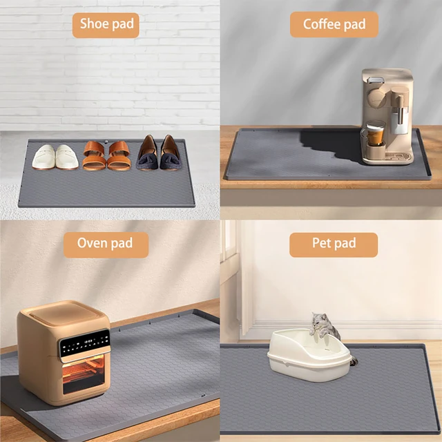 ซิลิโคนสแควร์ภายใต้อ่างล้างจานทําความสะอาดง่ายทนความร้อนหยดถาดกันลื่นกันน้ําท่อระบายน้ํา Pad ห้องครัว 4