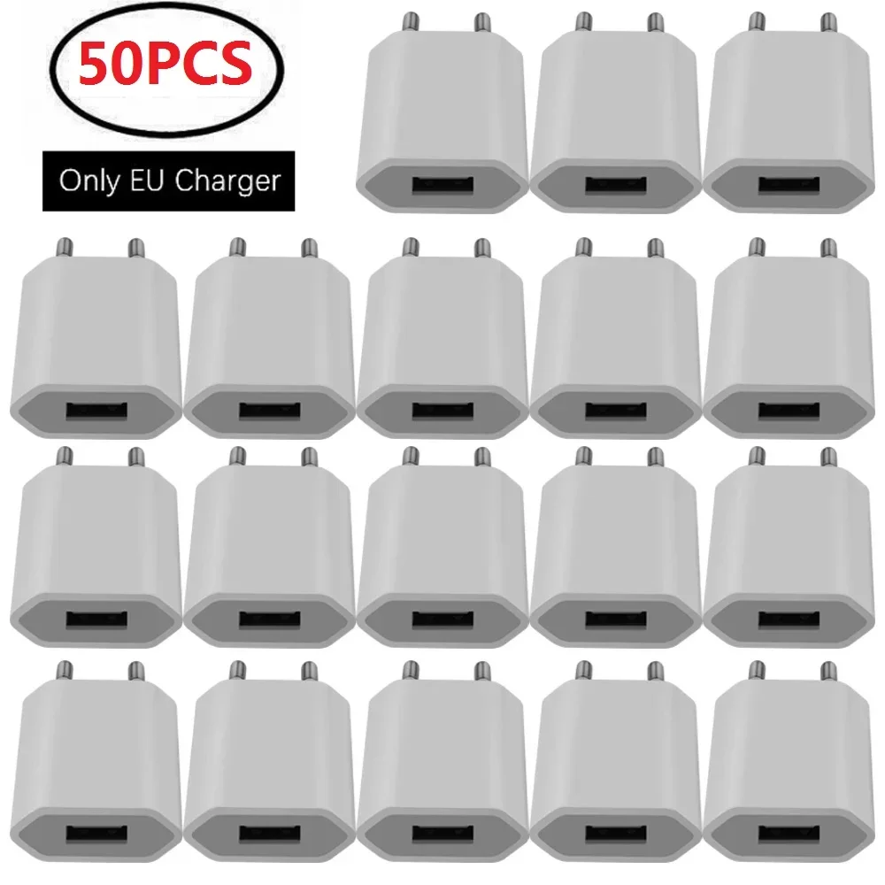 Charger Adapter Battery Charger Battery Charger Adapter Power Supply Adapter 50Pcs 5V 1A USB Travel Wall Charger Adapter Charging For Samsung s6 s7 note 2 4 htc lg iphone Huawei Android phone EU plug