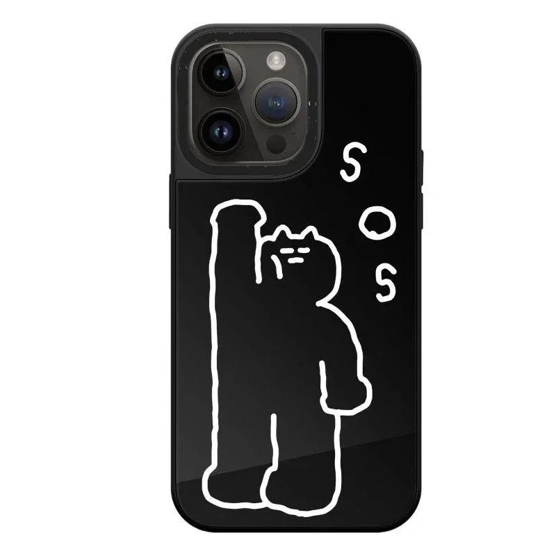 

Mirror Surface Cat Phone Case Cover for iPhone 11 12 13 14 15 Pro Max Case for iPhone 15 ProMax