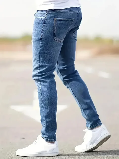 Jeans da uomo Pantaloni legging in denim Fori in difficoltà Skinny Pantaloni a matita solidi lavaggio vintage 2025 Guaina alla caviglia Tasche punk Slim 6