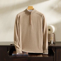Class A 100% Pure Cashmere Sweater Men's Stand up collar Knitted Pullover Autumn Winter Warm and Soft Casual Shirt Luxurious 1