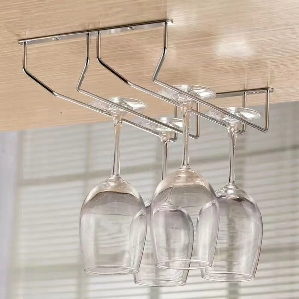 Wine Glass Rack Glass Holder Single And Double Row Wine Glass Rack High Glass Rack Cabinet Wall Hanging Storage Box 5