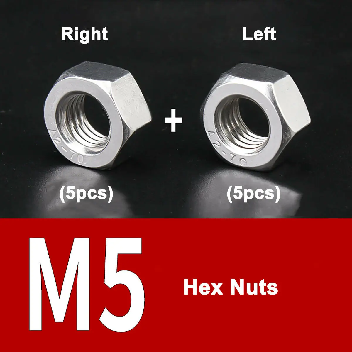 M4~M16 Left and Right Hand Thread Hex Nut Set 304 A2 Stainless Steel Positive and Reverse Thread Hexagon Nuts Kit