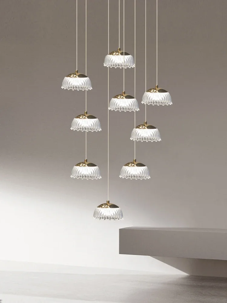 

Modern Simple LED Stair Chandelier Duplex Attic Living Room Creative Shell villa Hall Light
