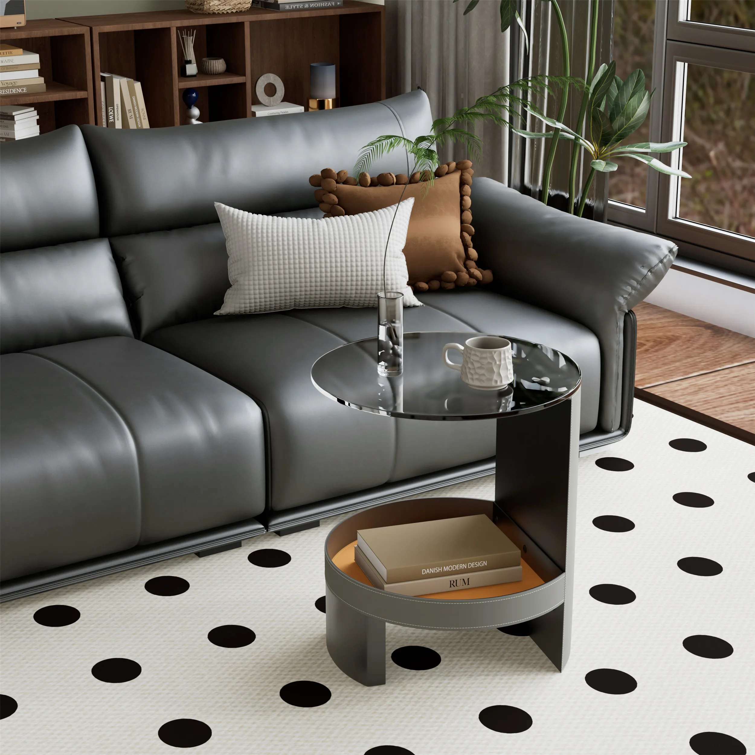 Wisfor Tempered Glass Coffee Table Metal Frame Living Room Home Round Light luxury Minimalist Tea Table Small Apartment