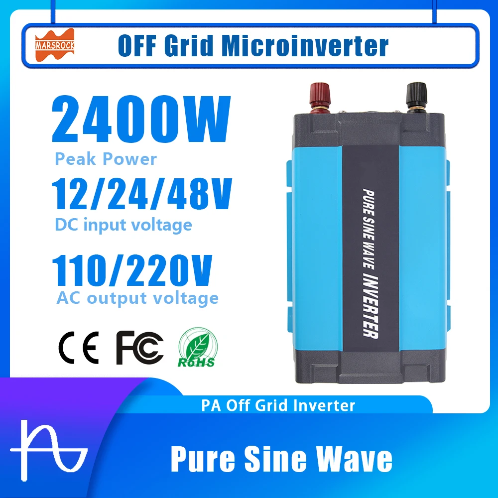 1200W 2400W Inverter A Onda Sinusoidale Pura 12/24/48V A Ac 220V Power Bank Converter Surge Power 2000W Inverter Solare Elettrodomestico