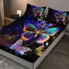 Fashion Luxury Fitted Sheet Set Soft Comfortable Breathable Color Butterfly Print Bedding Set For Bedroom Guest Room 2