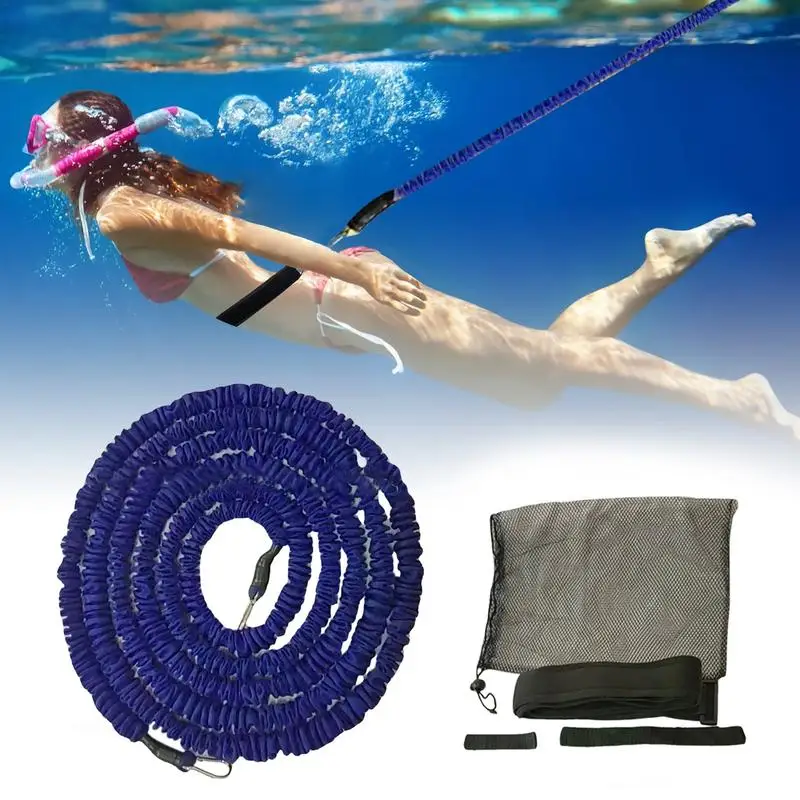 Swimming Resistance Belt 4M Adjustable Pool Swim Belt For Swimming Bungee Cord For Swim Cross-training Rehabilitative Water