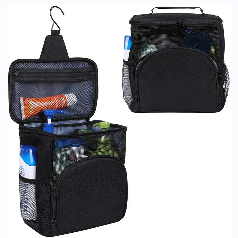 

Large Capacity Hanging Toiletry Bag with Metal Hooks Portable Shower Organizer Portable Foldable Storage Bag Men Bath Bag Razor