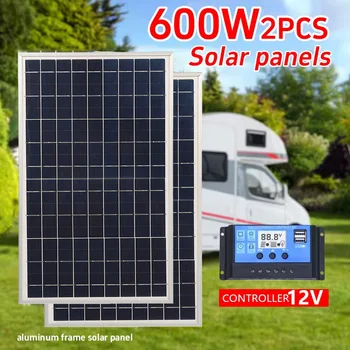 300W 12V Solar Panel Kit Complete Polycrystalline USB Power Portable Outdoor Rechargeable Solar Cell Solar Generator for Home 1