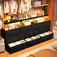 55" W Dresser for Bedroom with 10 Drawers Long Dresser with LED Lights & Power Outlets Wide Dressers Bedroom Dresser Metal Frame 2