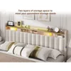 Bed Frame with 4 Storage Drawers, Upholstered Bed Frame and headboard with 2-Tier Shelves,Mattress Foundation with Wooden 5