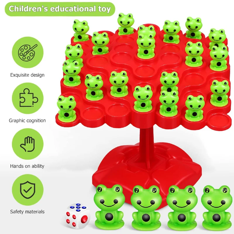 Montessori Frog Balance Game Toys Parent-Child Interactive Family Puzzle Game Birthday Christmas Bulk Frogs Tree Gifts for Kids 5
